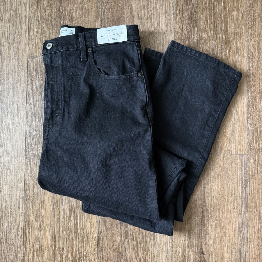 Abercrombie & Fitch Jeans Womens 30 10XL Black Ultra High Rise 90s Straight